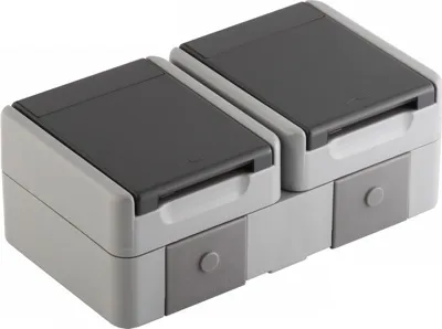IP44 Priza SCHUKO dubla gri-mat exterior (CF10GY-U)