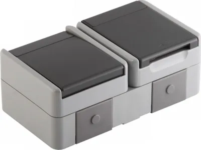 IP44 Priza SCHUKO+intrerupator cap scara pe orizontala gri-mat (CF12GY-U)