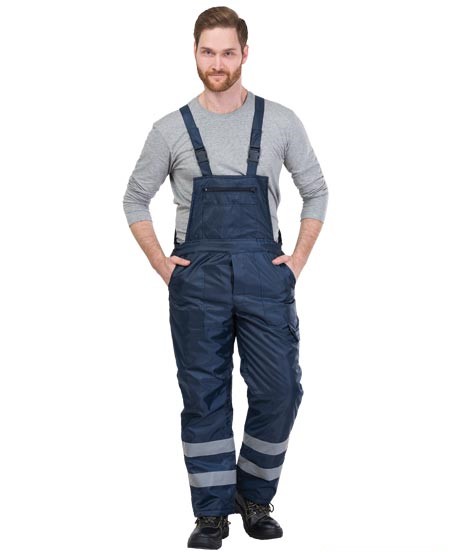 Salopeta de iarna S-WINTER-STR-G_XXL, Albastra cu benzi reflectorizante