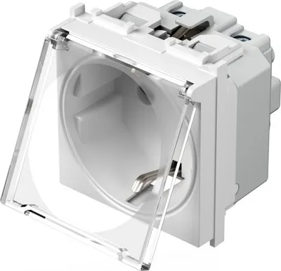 Priza 2M SCHUKO 2P+E 16A alb + capac transparent(VM11PT-P)