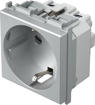 Розетка SCHUKO 2М 2P+E 16A серебро (VM10ES-B)