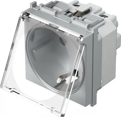 Розетка с прозрачной крышкой 2M SCHUKO 2P+E 16A серебристый