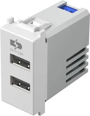Розетка с USB-портом EKON, 5В, 2,4A, белый