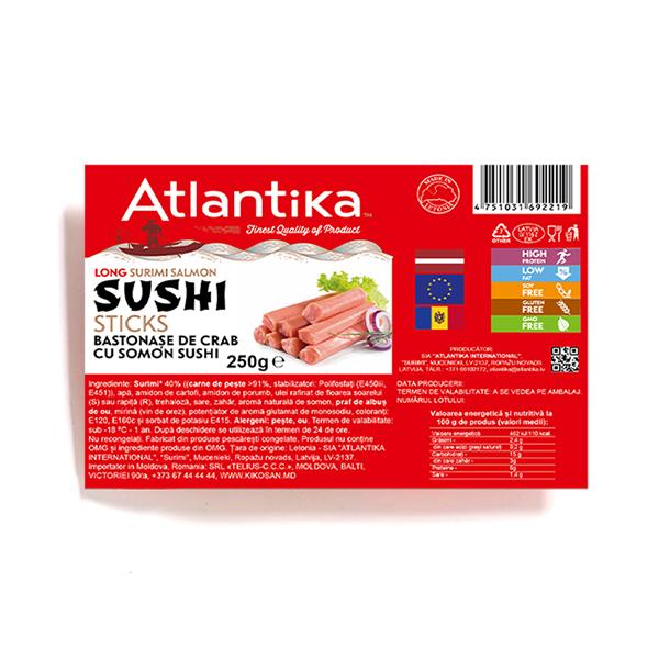 Bastoanașe surimi pentru sushi cu gust de somon  "Atlantika" 18cm