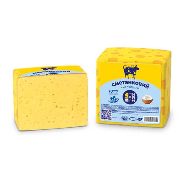 Сыр твердый "Piryatin" Сметанковый 50% блок