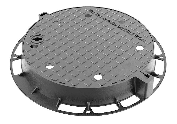 Capac ventilat din fonta D.600 EN-124 D400 42 kg cu gauri (627x785x100 mm) MR TR