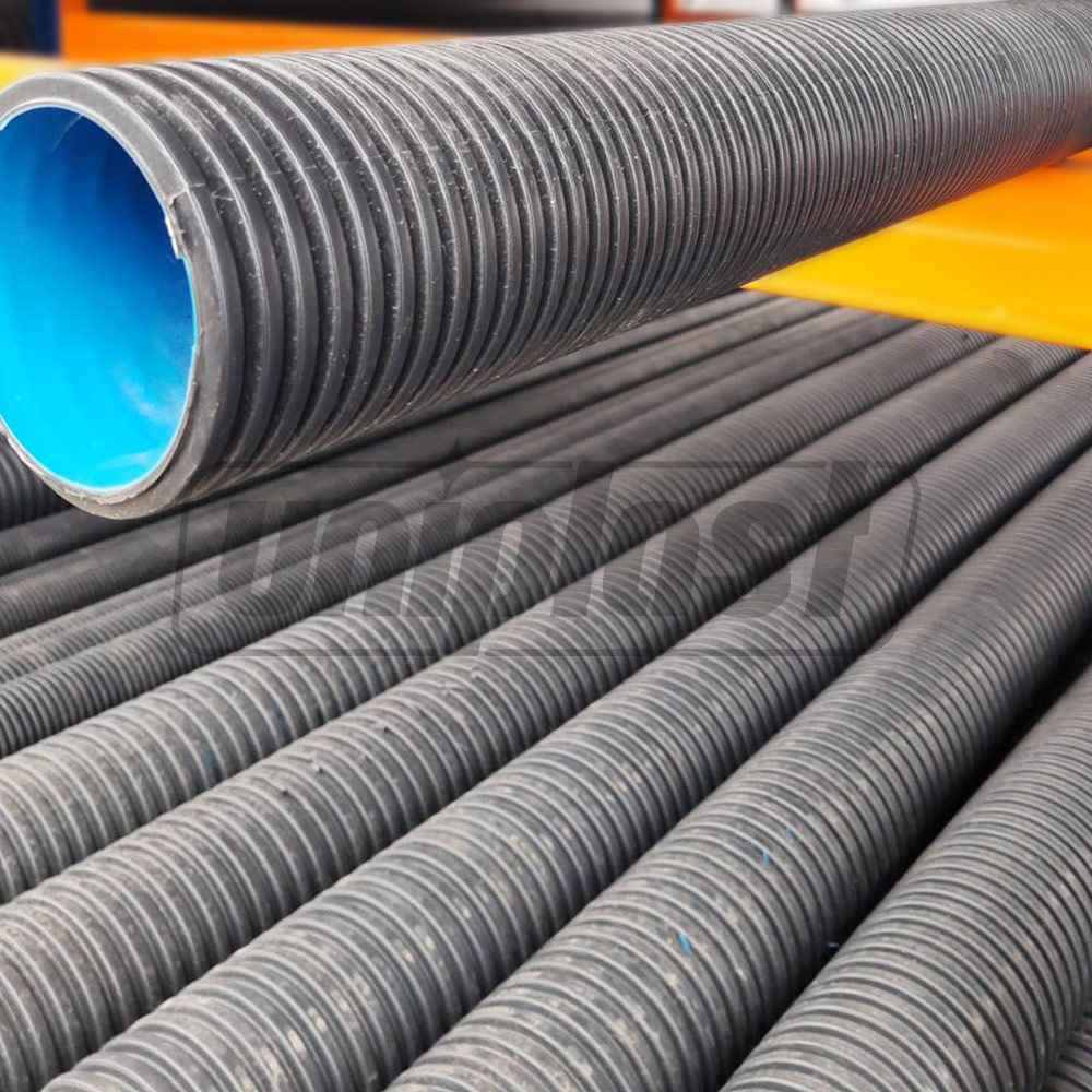 Труба дренажная гофрированная HDPE OD.630 (530) SN8 270° c раструбом L=6 м