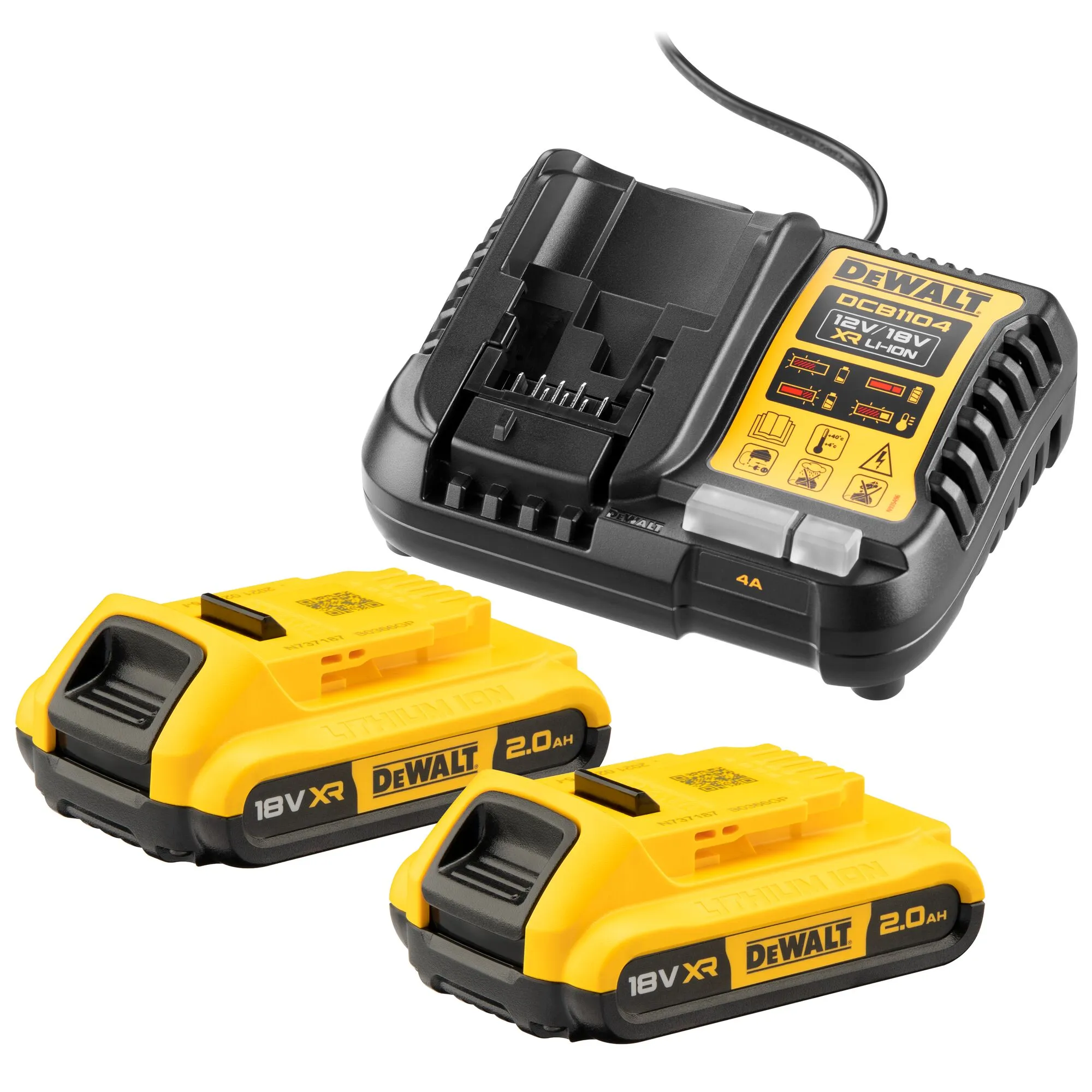 Incarcator acumulator DCB1104D2 Li-lon 12V/18V +2
acumulatoare Li-Ion 18V 2.0Ah  DEWALT