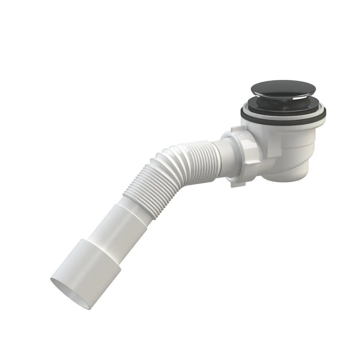 Sifon cadita dus D. 1.1/2" x 50 H=70 mm, grila plastic/crom, cu furtun gofrat 40/50 L=400 mm  SOLOPLAST