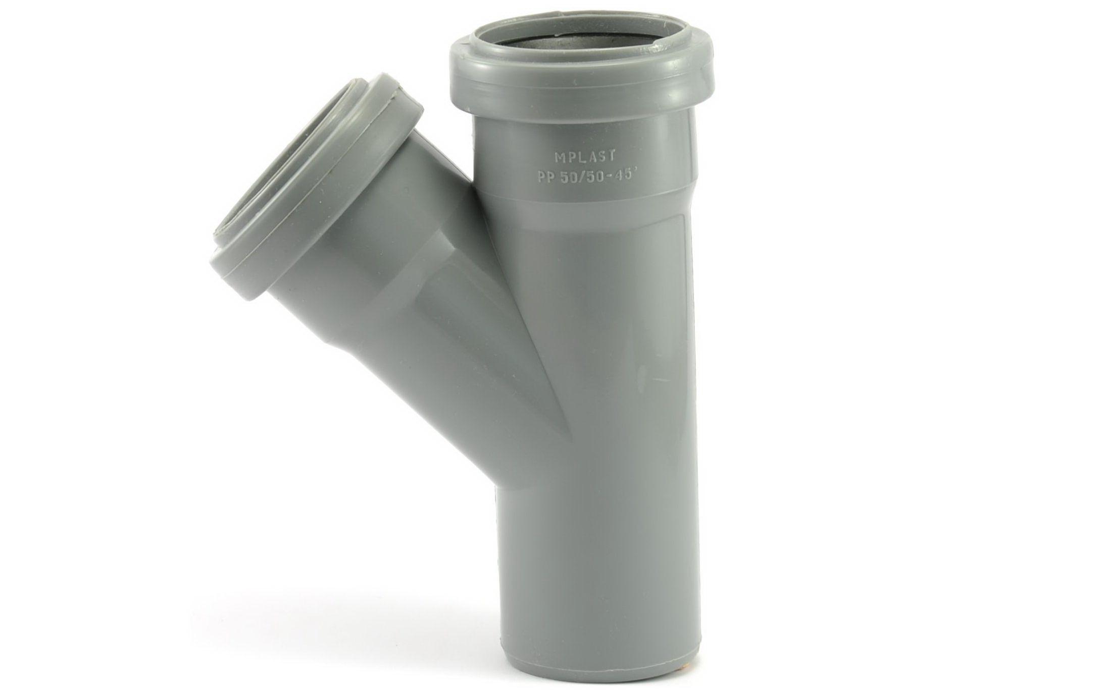 Тройник ПП D. 40 x 40 / 45° (серый)  POLITEK