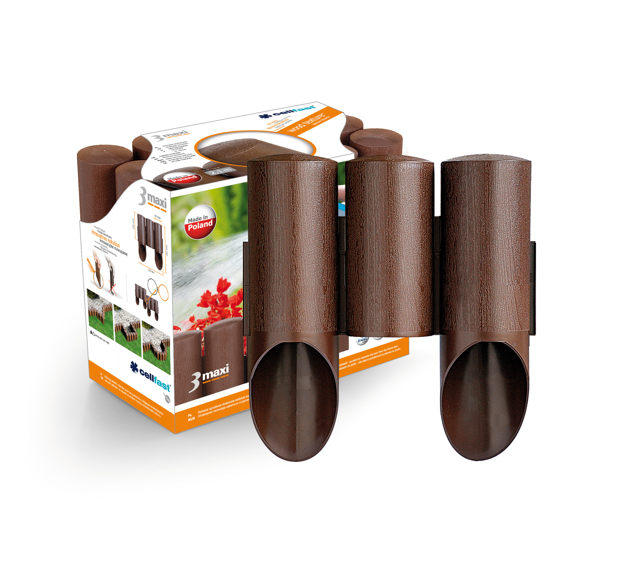 Огородная полисада (3 элемента комплект) L=2.1 м, H=135/242 (коричневый) 34-011  CELLFAST  СНЯТ С ПРОИЗВОДСТВА