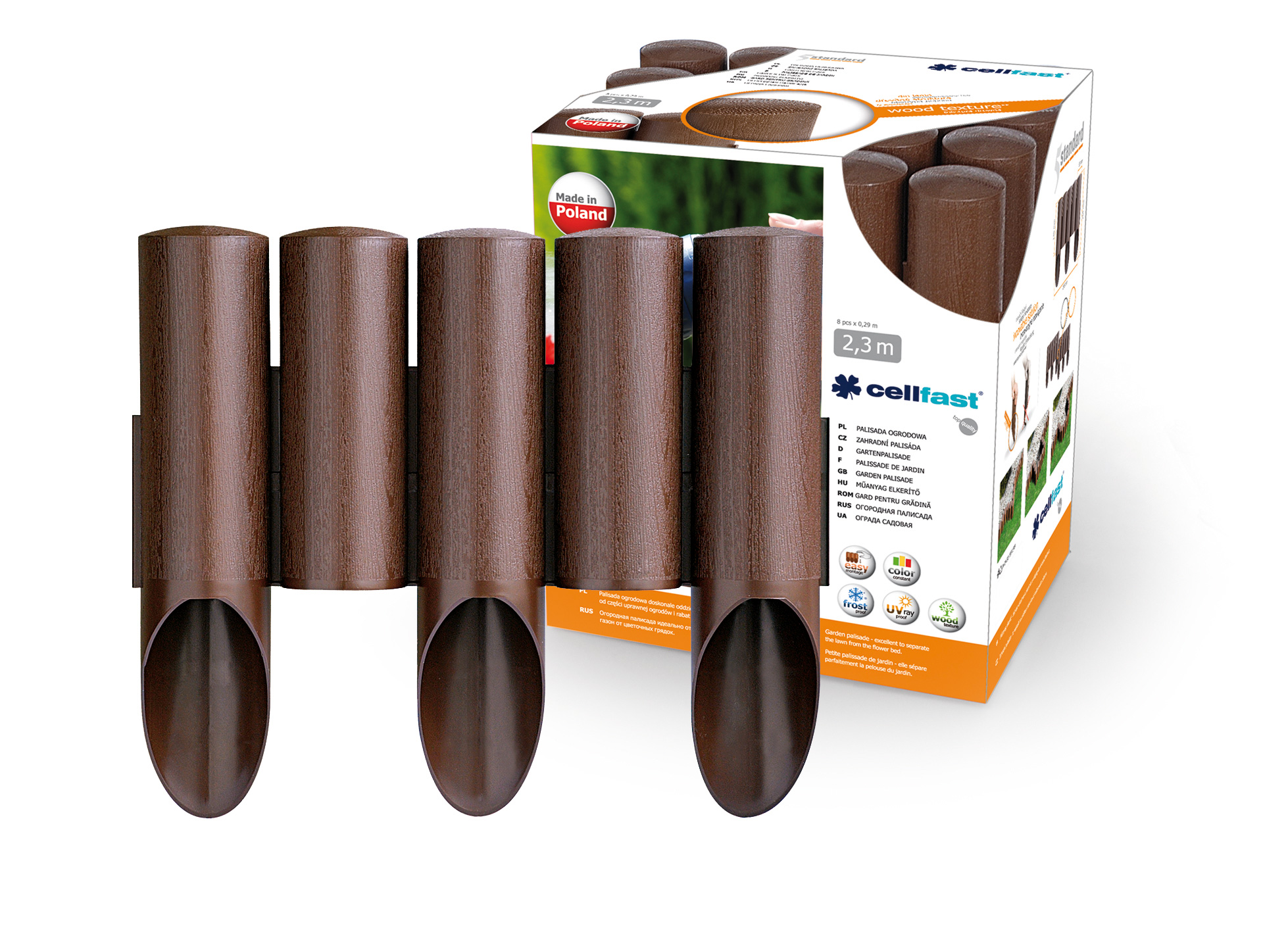 Огородная полисада (5 элементов комплект) L=2.3 м (коричневый)  CELLFAST  СНЯТ С ПРОИЗВОДСТВА