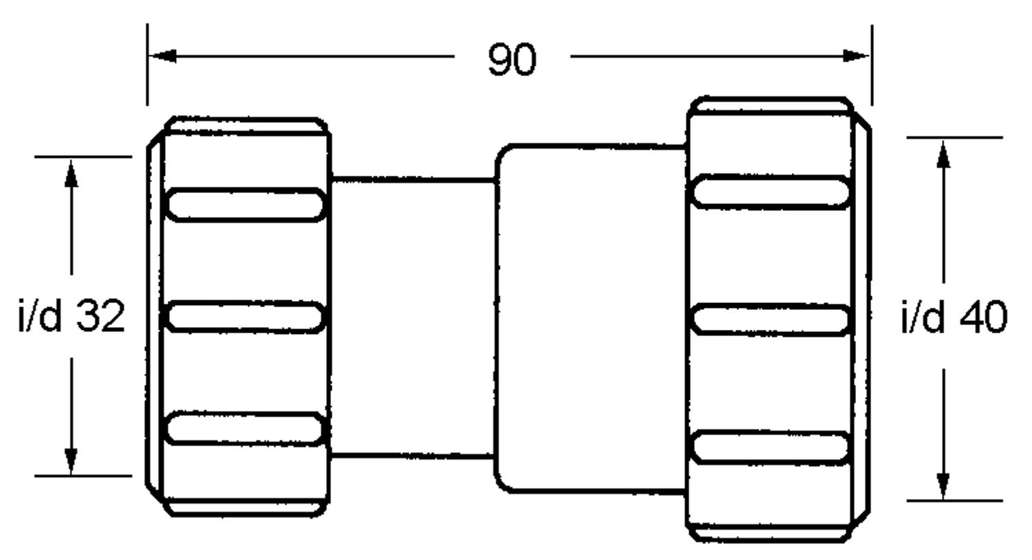 Муфта компрессионная канализационная ПП D. 32 x 40 Aрт. 3240H-WH  MCALPINE