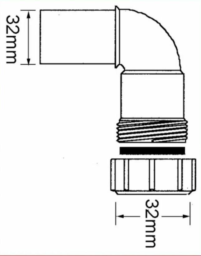 Отвод компрессионный канализационный ПП 90° D. 32 (односторонний) Арт. 32C-WH MCALPINE