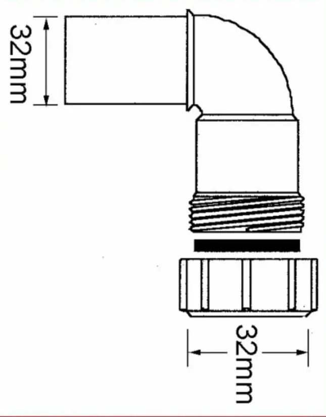 Отвод канал ЗАЖ PP 90° D. 32 (1-стор.) Art32C-WH MCALPINE