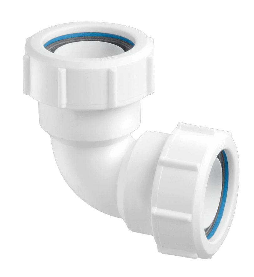 Отвод  канал ЗАЖ  PP  90° D. 32 x 32  (2-стор.)  Art32A-WH  MCALPINE