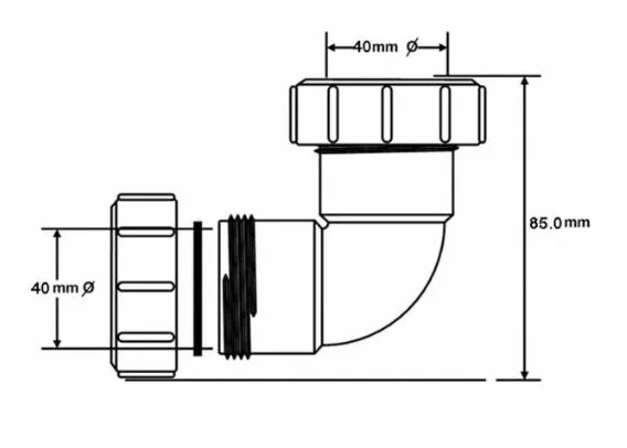 Отвод канал ЗАЖ PP 90° D. 40 (2-стор.) Art40A-WH MCALPINE
