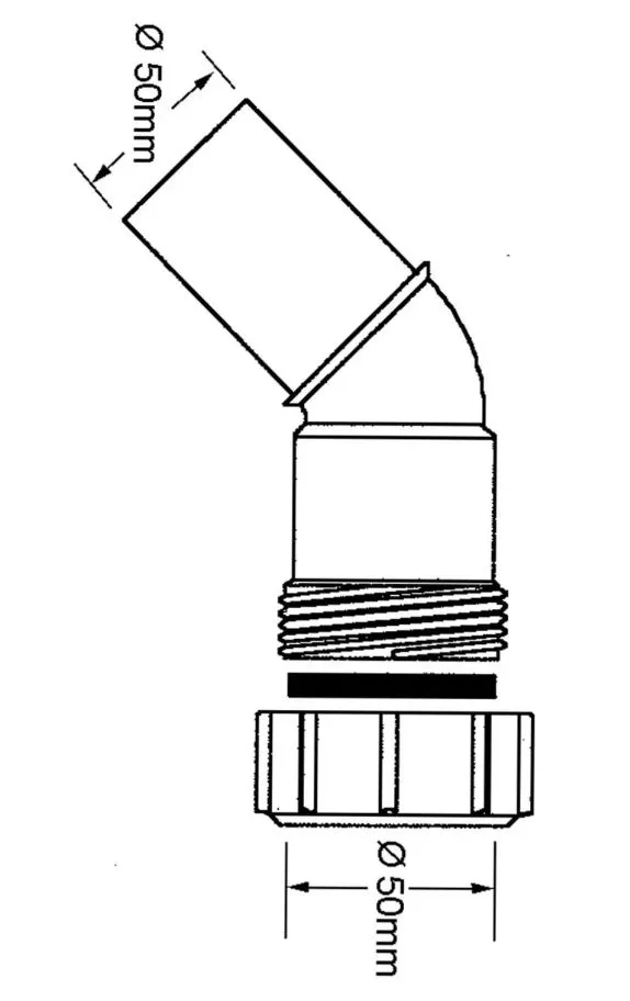 Отвод канал ЗАЖ PP 45° D. 32 (1-стор.) Art32D-WH MCALPINE
