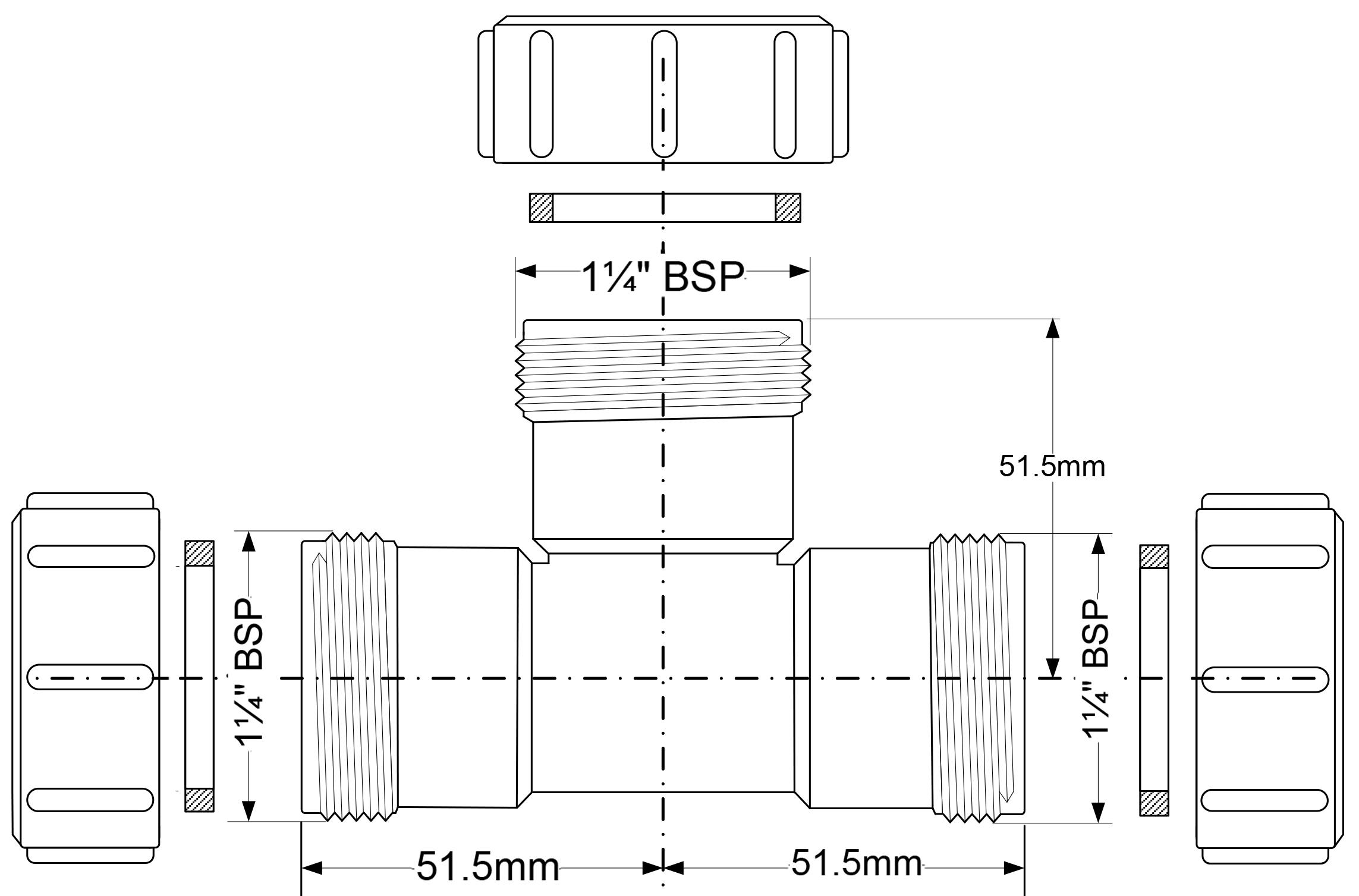 Тройник  канал ЗАЖ  PP  90° D. 32 x 32 x 32  (3-стор.)  Art32E-WH  MCALPINE