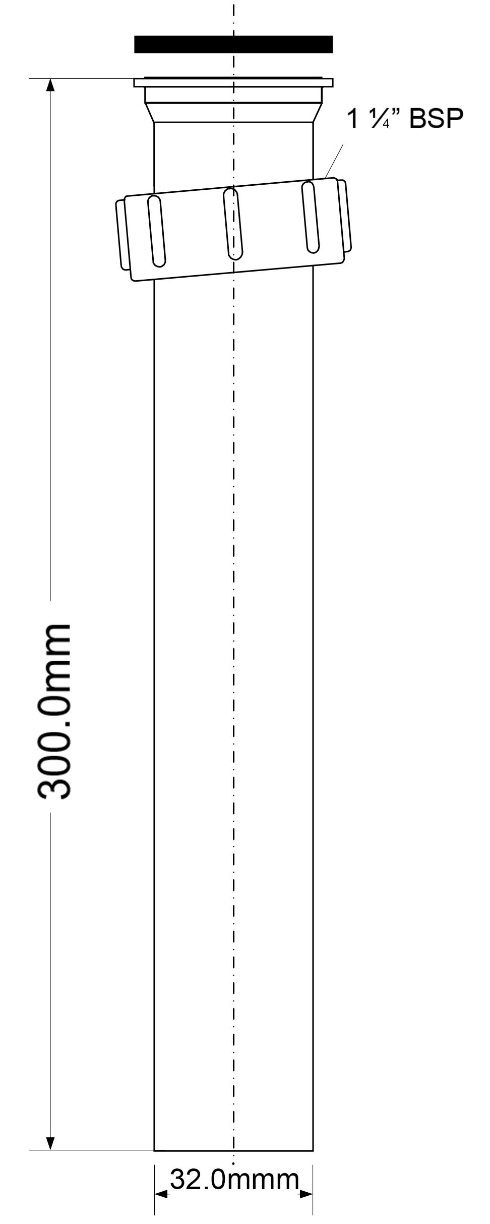 Teava prelungitoare pentru sifon de lavoar D. 1.1/4" x 32 L=300 mm Art. AS7N-30  MCALPINE
