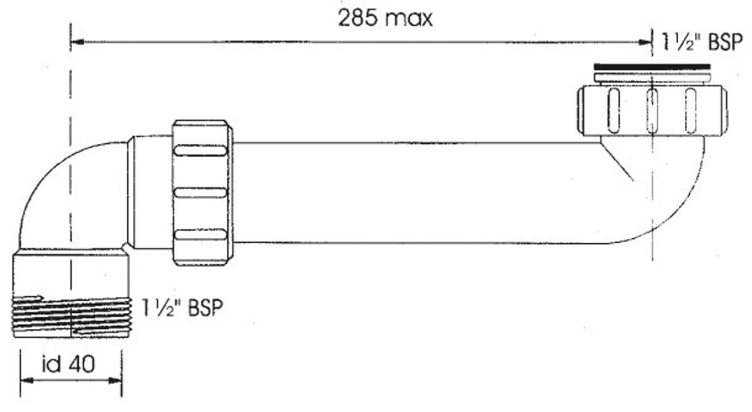 Сифон  Мс / трубка удл. 2-отвода  D. 1.1/2" x 1.1/2"  L = 300mm  Art.HC13  MCALPINE