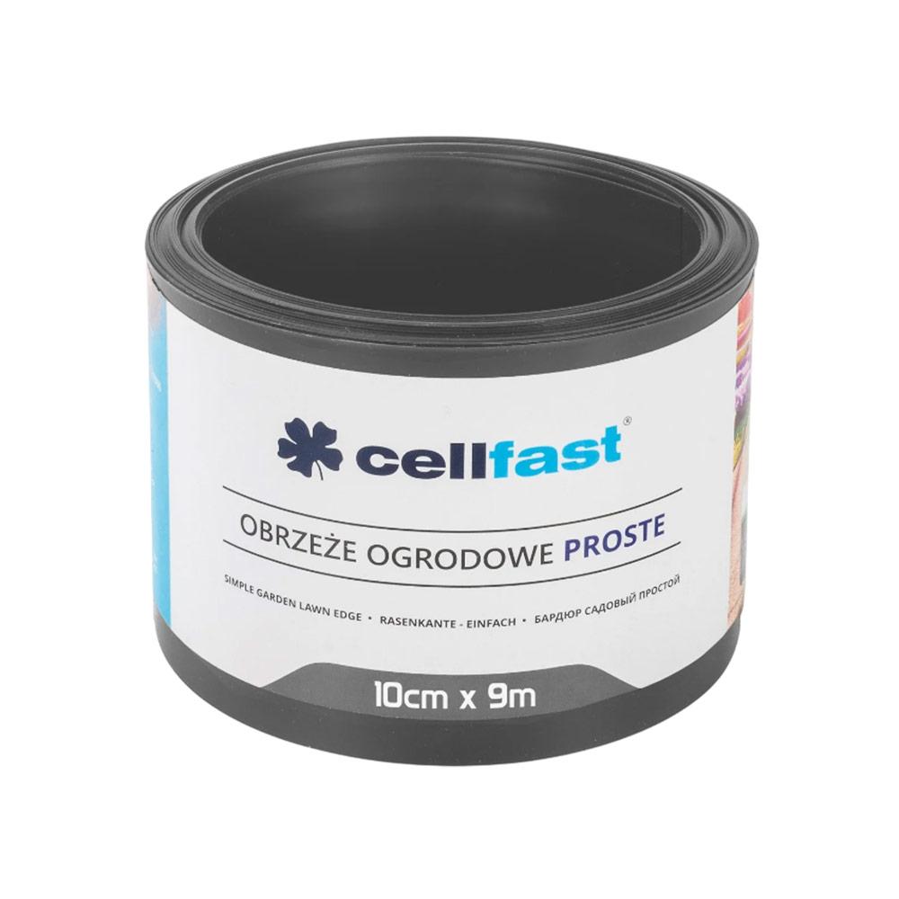 Бордюр садовый газонный 10 см x 9 м гладкий (графит) CELLFAST