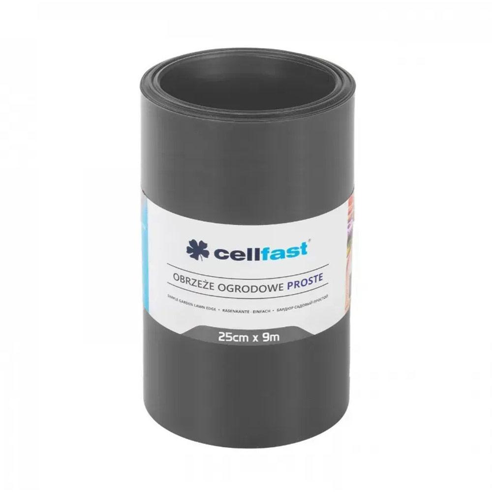 Бордюр садовый газонный 25 см x 9 м гладкий (графит) 30-243  CELLFAST