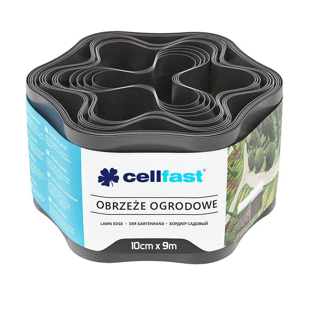 Бордюр садовый газонный 10 см x 9 м рефленый (графит)  CELLFAST