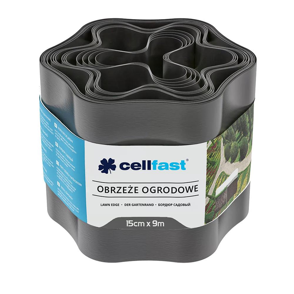 Бордюр садовый газонный 15 см x 9 м рефленый (графит)  CELLFAST