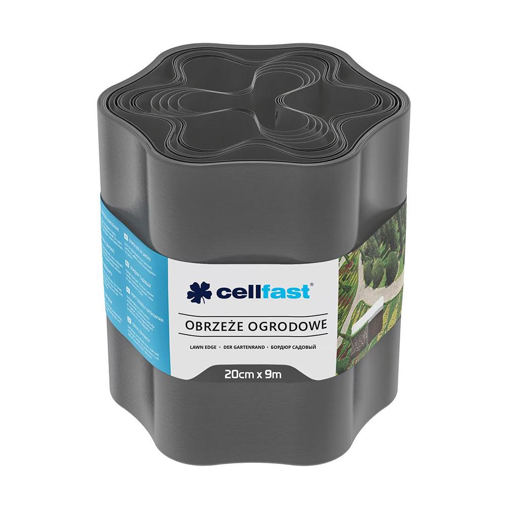 Бордюр садовый газонный 20 см x 9 м рефленый (графит)  CELLFAST