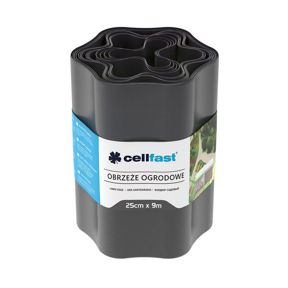 Бордюр садовый газонный 25 см x 9 м рефленый (графит)  CELLFAST