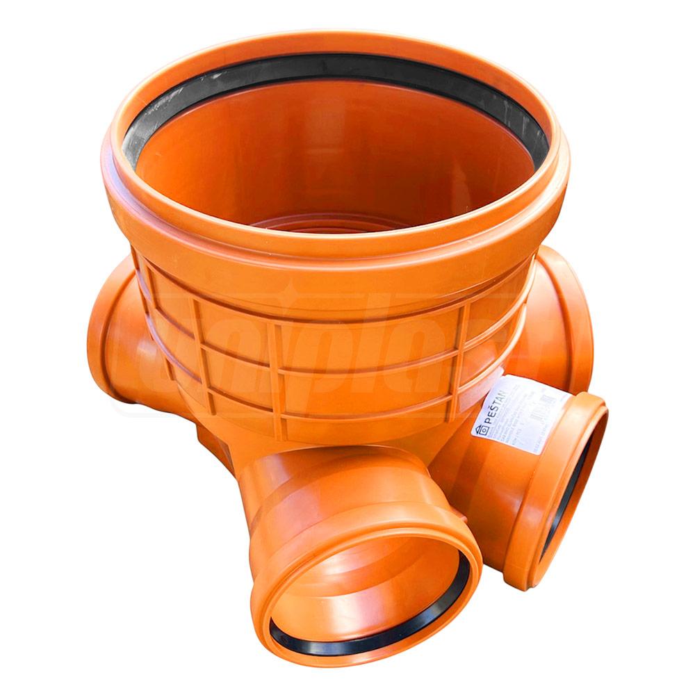 Смотровой колодец c опорой ПП D.315x160 H=394 мм (3 входа / 1 выход D.160) (оранжевый)  PESTAN