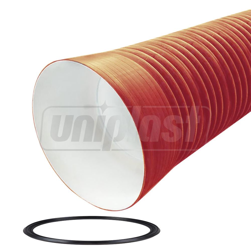 Teava corugata PP SN8 D. 400 (453/458)  mufata cu garnitura (portocalie)L=6 m