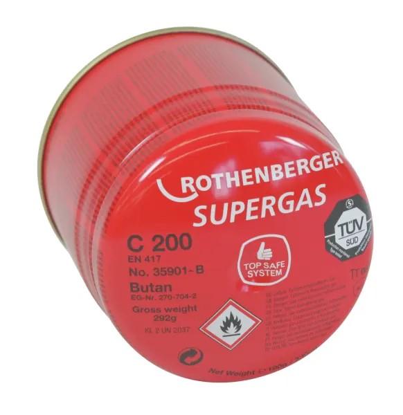 Cartus de gaz cu valva tip membrana C200 SUPERGAS, 190 ml (035901-B)  ROTHENBERGER