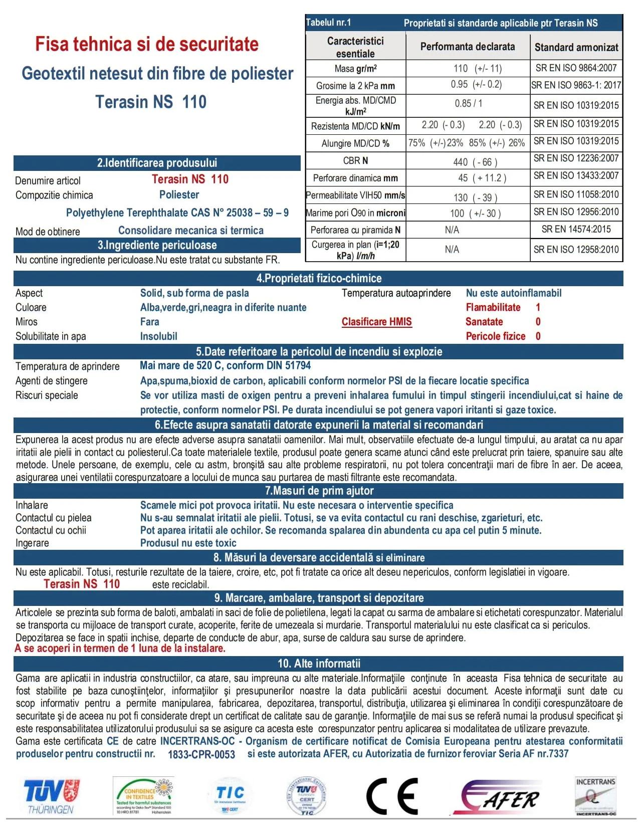 Геотекстиль 100 г/м² TERASIN NS (2x50м=100 м²/рулон)