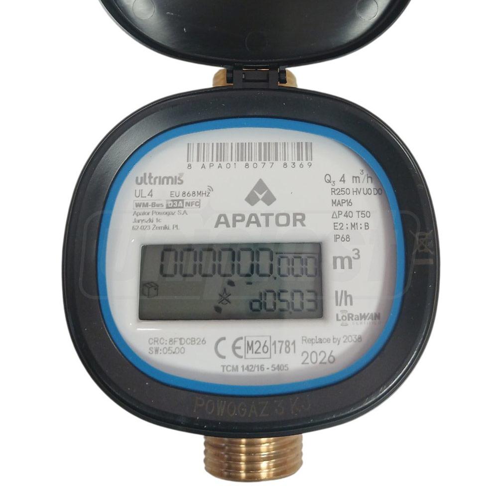 Водомер D. 15 Ulltrimis 2,5 WMBUS+LoraWan L110 для холодной воды без гаек (цифровой Ультразвуковий)  APATOR