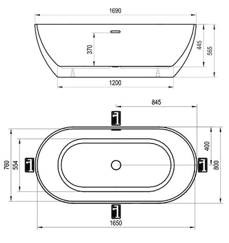 Сada independenta din acril Freedom O White 1690 x 800 cm  07783  RAVAK