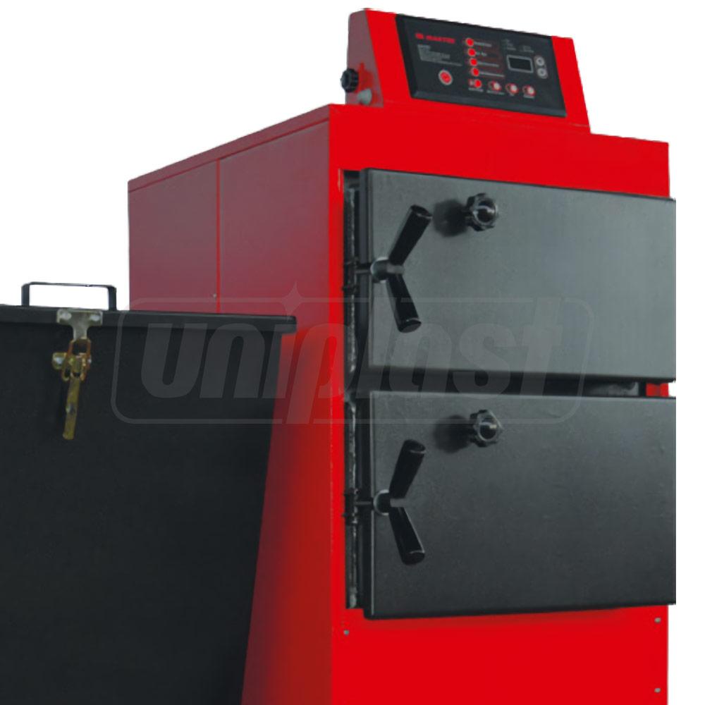 Cazan pe combustibil solid din otel (cu buncăr) 18MKK-S AUTO 22 kW, 220 m² (lemne, carbune, seminte), L=900 mm, W=600 mm  MAKTEK