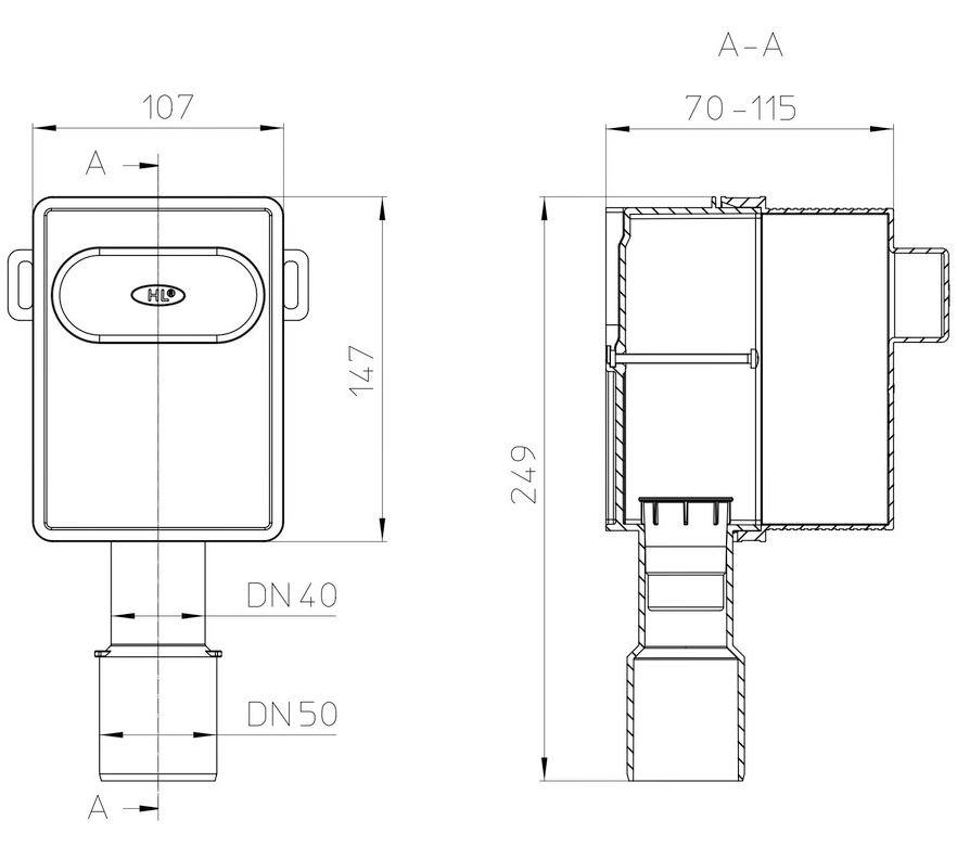 Сифон для стиральной машины (скрытый) D. 40/50 HL 4000.0  HL