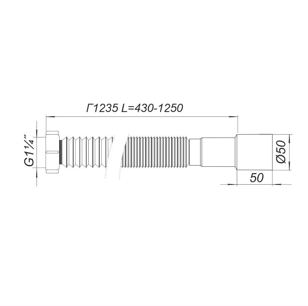 Furtun flexibil cu piulita D. 1.1/4" x 50 L=1250 mm Г1235  SOLOPLAST