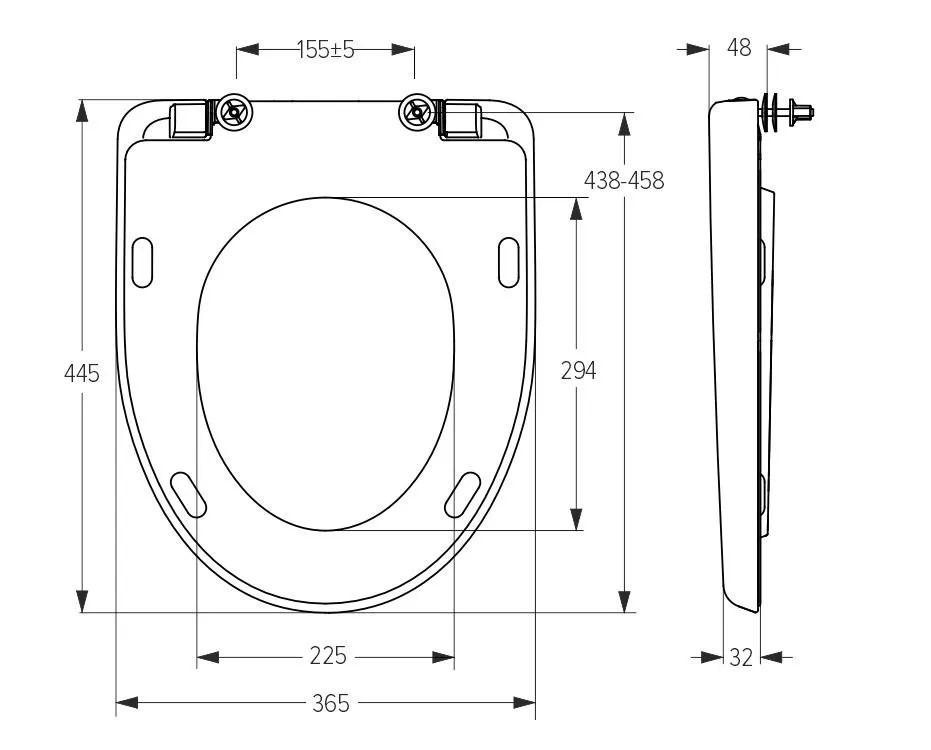 Capac WC polipropilen, universal (alb) cu fixare din metal, 365х445 mm СП6-М  SOLOPLAST