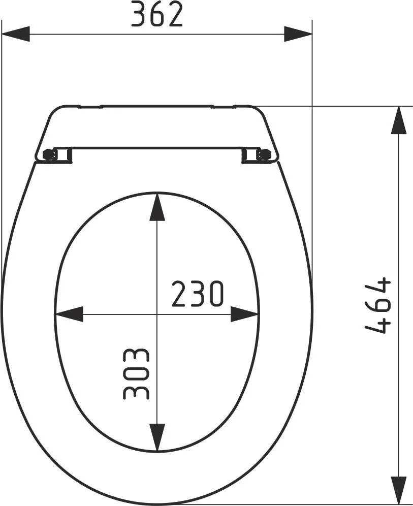 Capac WC din polipropilena universal (alb) cu fixare din plastic, 369х464 mm СУ-4  SOLOPLAST