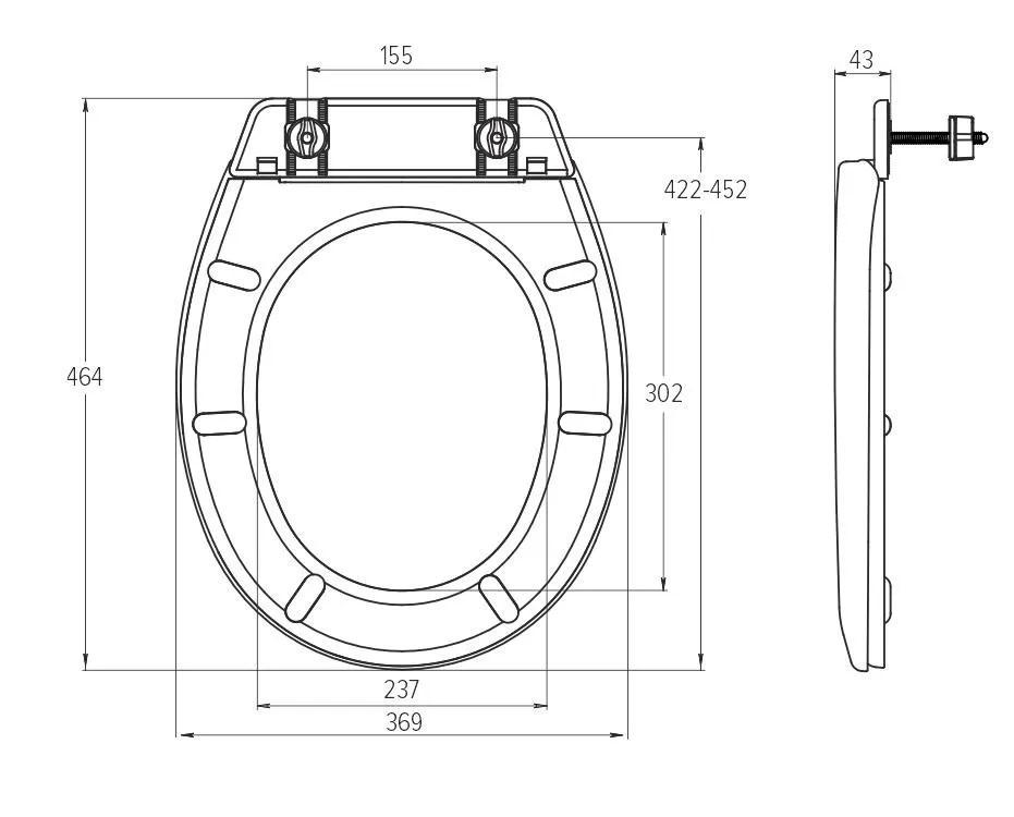 Сиденье WC полипропилен универсальное (белое), с пластиковым креплением, с планкой, 369х464 мм СУ-4  SOLOPLAST