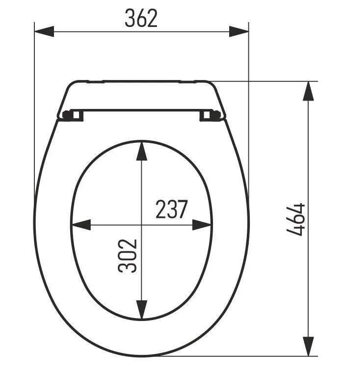 Capac WC din polipropilena universal (alb) cu fixare din plastic, 362х464х50 mm СП13 SOLOPLAST