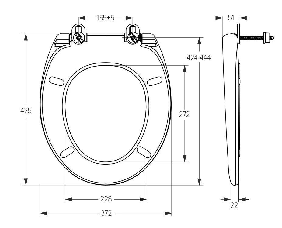 Capac WC polipropilen, universal (alba), 372х425 mm СП1 SOLOPLAST