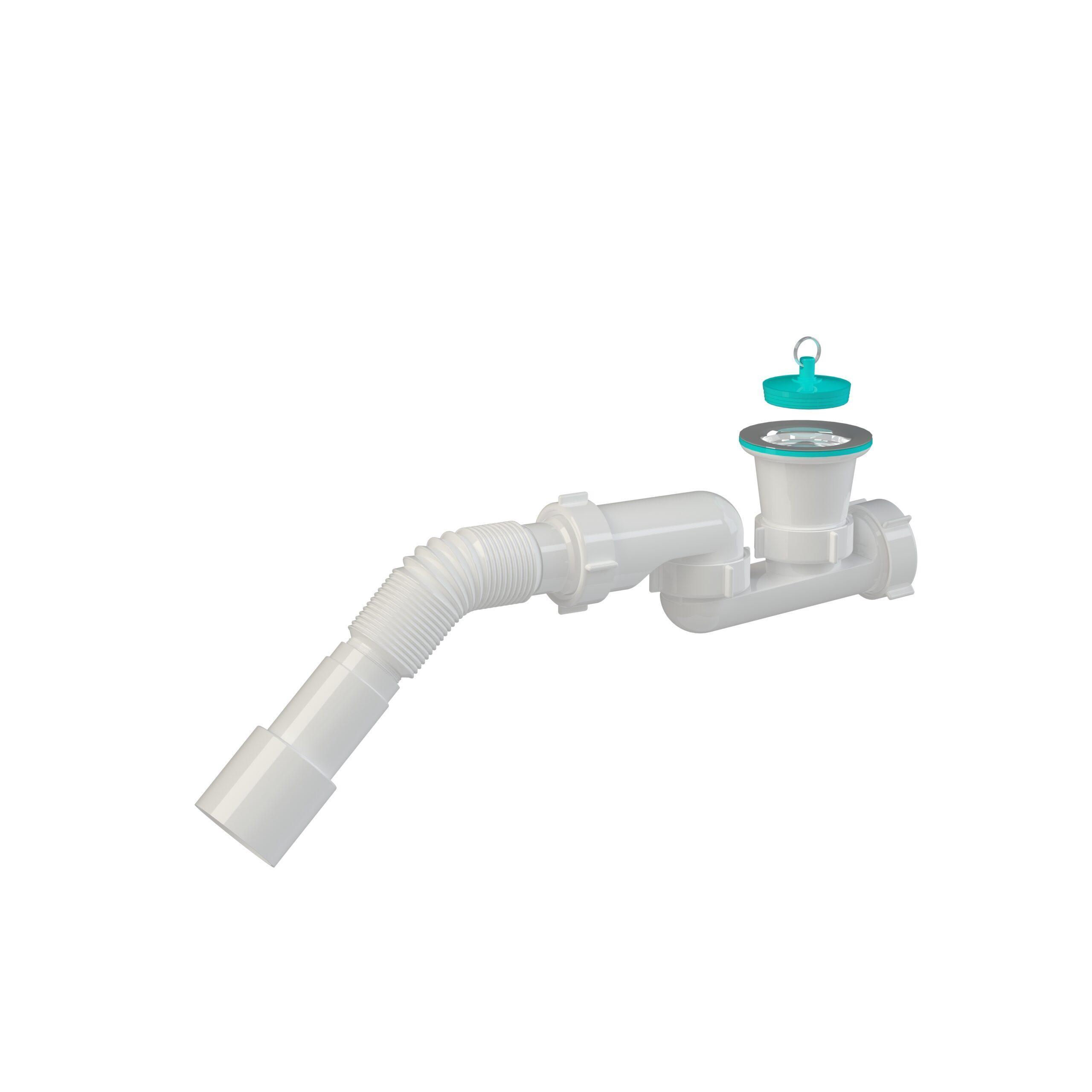 Сифон для душевого поддона D. 1.1/2" x 40 регулируемый, H=95 мм, решетка из нержавеющей стали, с гибкой трубой 40/50 L=400 мм Д1110  SOLOPLAST