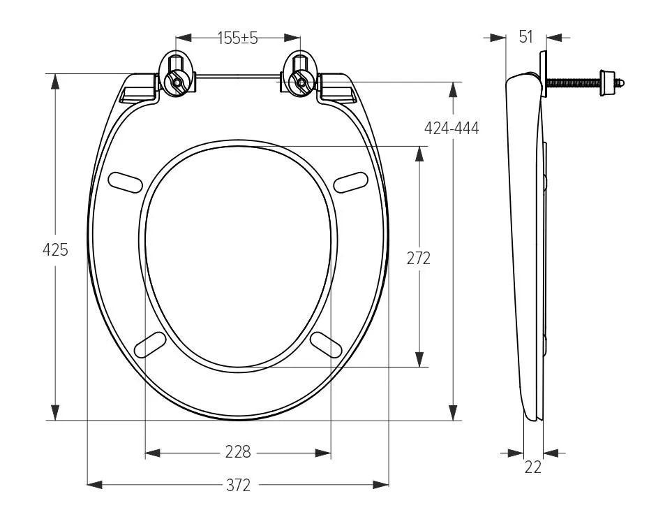 Capac WC polipropilen, universal (alb), cu microlift, 372х425 mm СП1-Д  SOLOPLAST