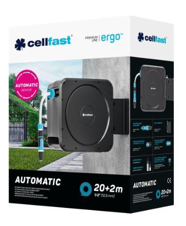 Катушка для шланга автоматическая (3/8" x 20 м) коннекторами и оросителем в комплекте ENERGO™  CELLFAST