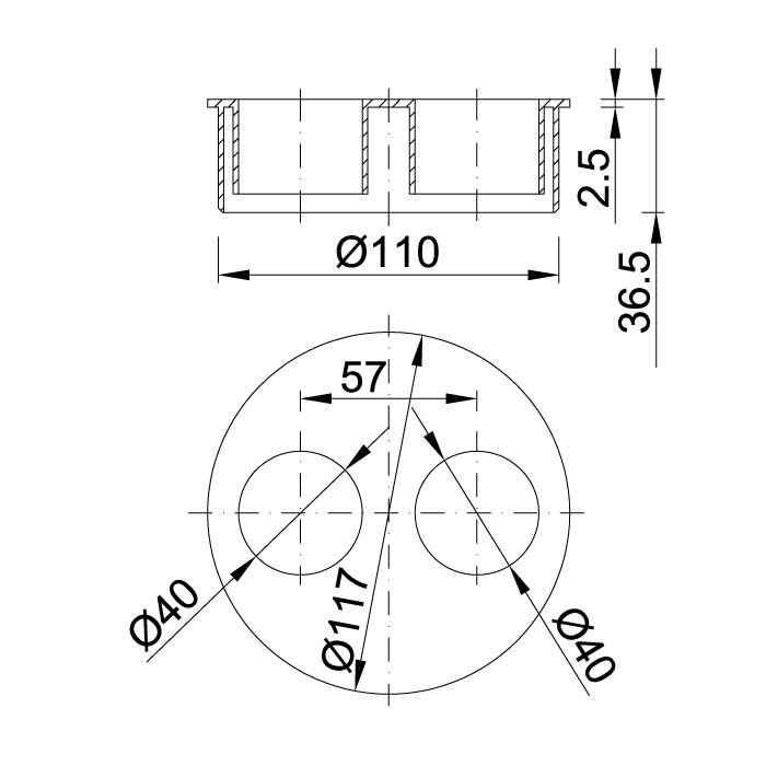 Заглушка с переходом ПП Папа D.110 х 40 х 40 STY-110-44 STYRON
