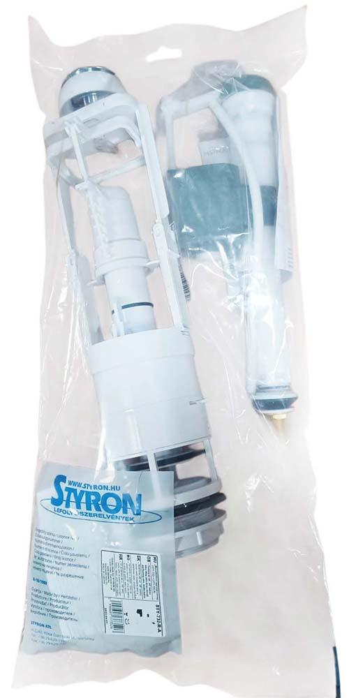 Mecanism complet pentru rezervor monobloc cu un buton 3/6 L, D. 3/8" filet cupru STY-732-R-A  STYRON